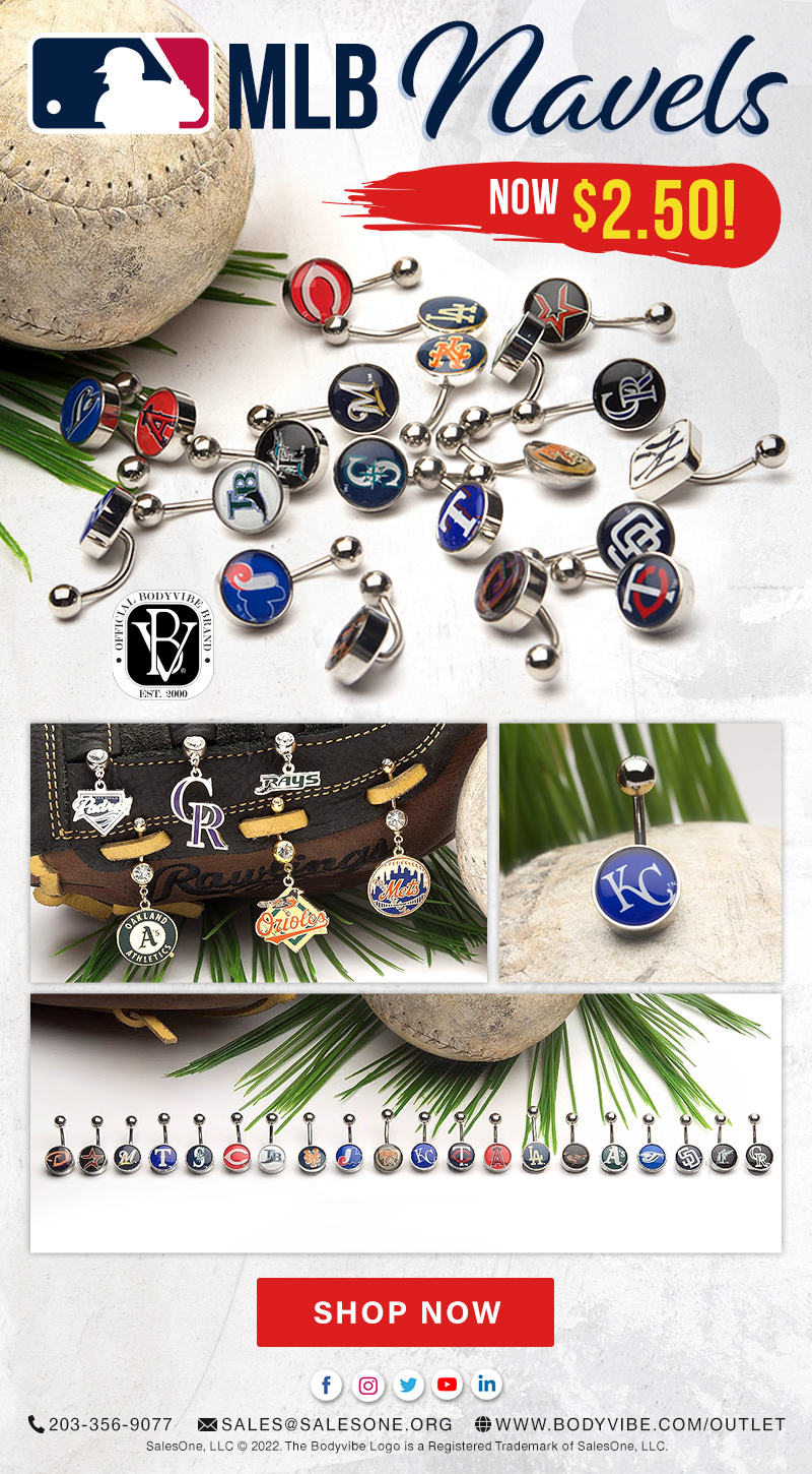 Navel Rings with MLB Charm - NOW at $2.50!