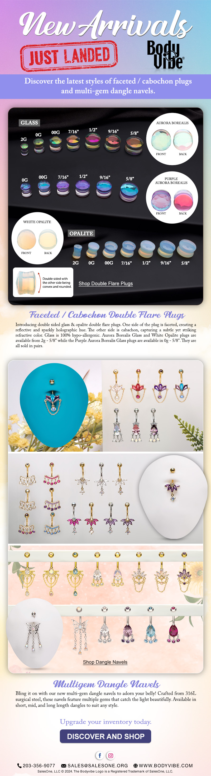 Fresh Sparkle: Gem Dangle Navels, Opalite & Glass Plugs!