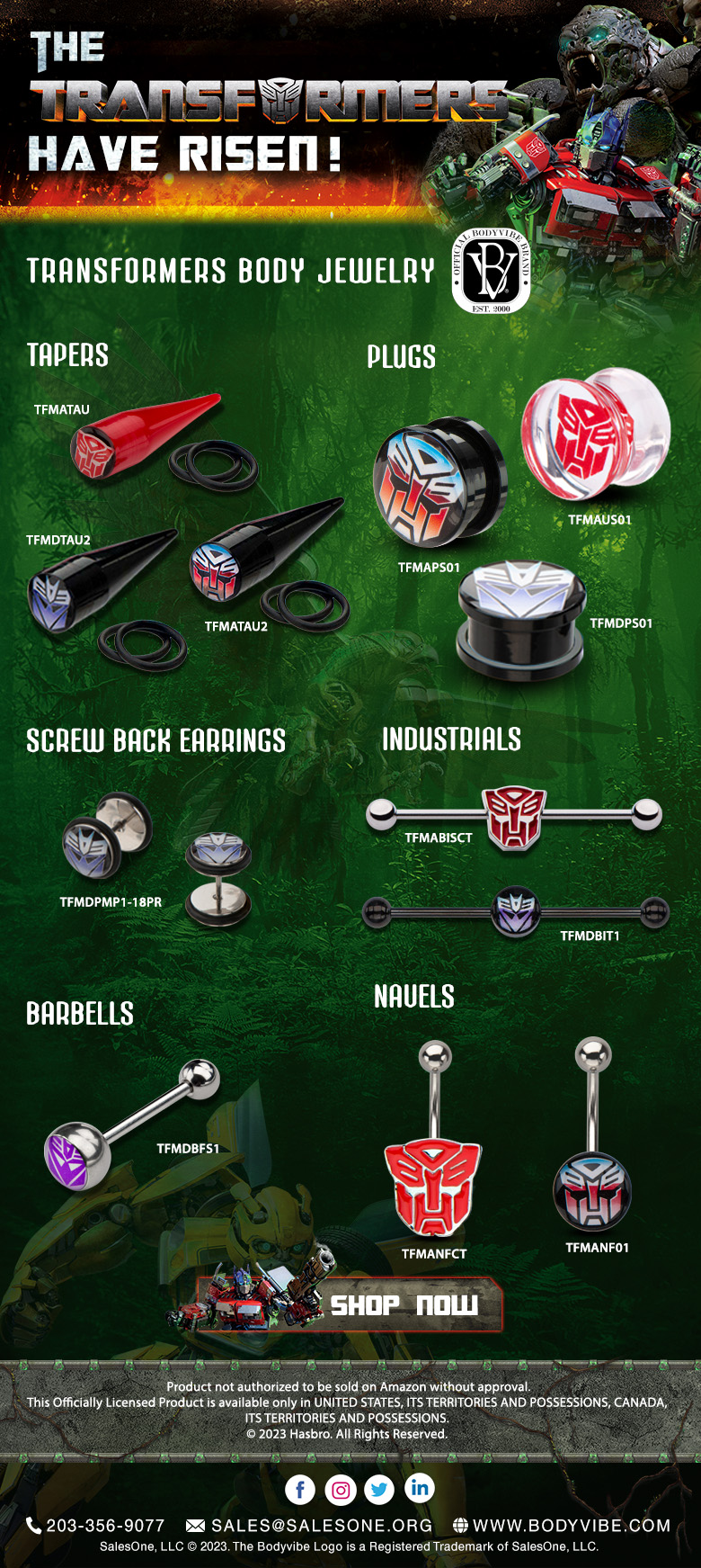 Transformers Body Jewelry - Available at bodyvibe.com