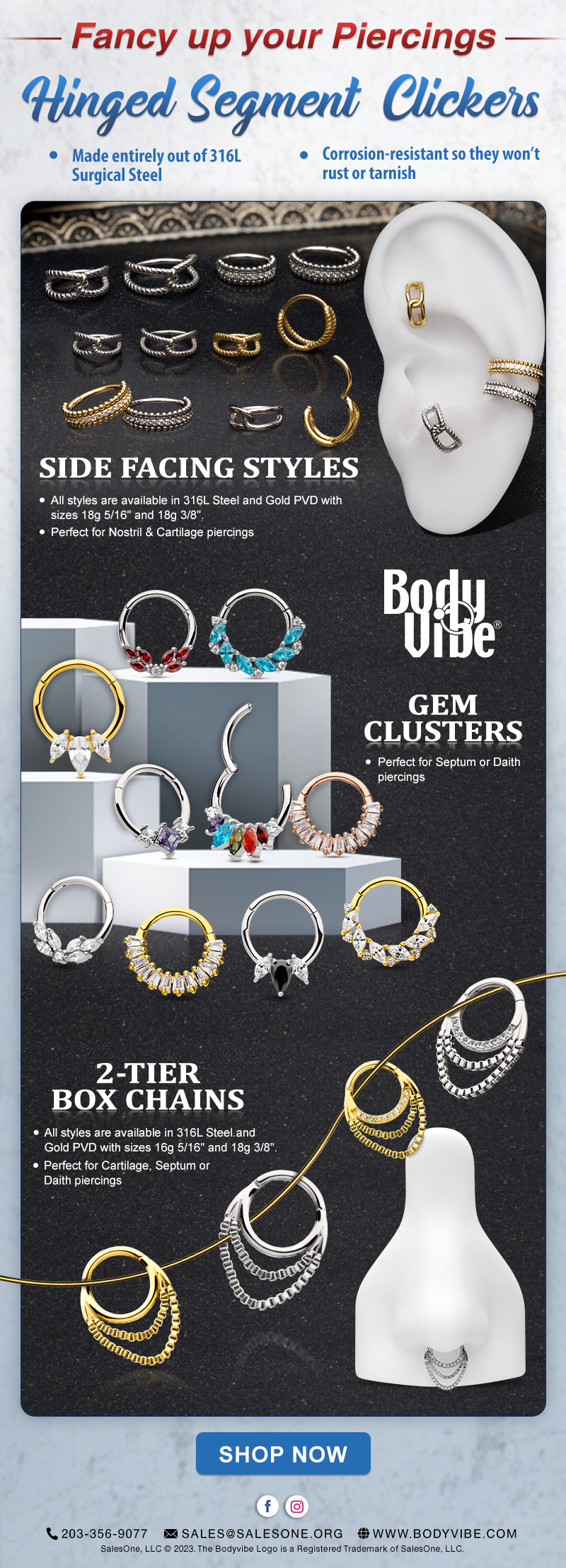 Fancy up your piercings with New Hinged Segment Clickers